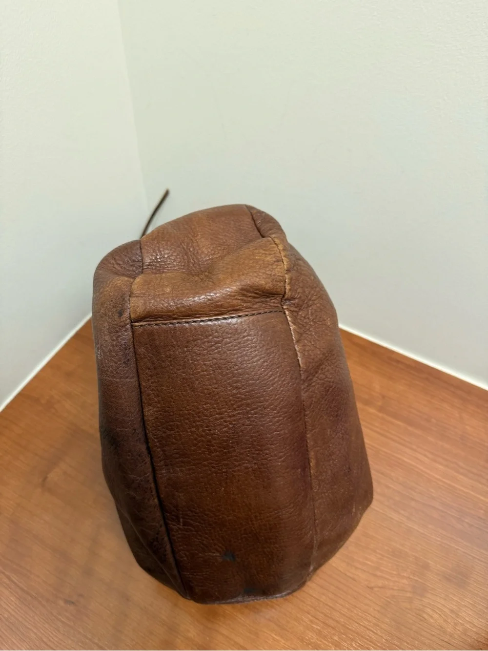 Banana Republic Vintage Brown Pebbled Leather Hobo Bag Braided Strap Tassel